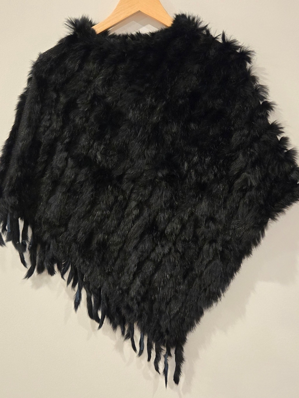 Henig Furs Black Fur Pullover Poncho Cape Wrap Shawl Jacket One Size